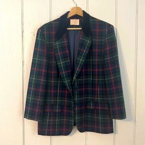 WOMEN'S DAVIS PLAID WOOL BLAZER size 14 unworn like new condition Green classic